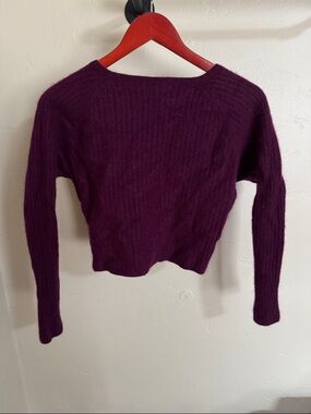 Nordstrom Plum Ribbed Cropped Cashmere Sweater